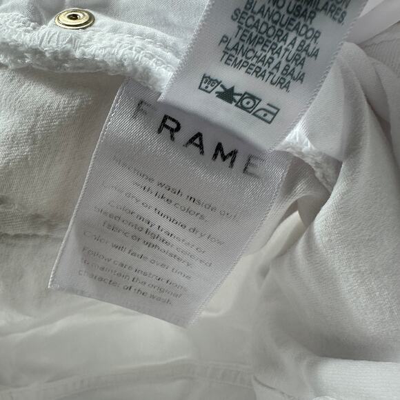 FRAME Le High Skinny Crop Jeans White Distressed Frayed Hem Stretch Denim 30 - Picture 12 of 16